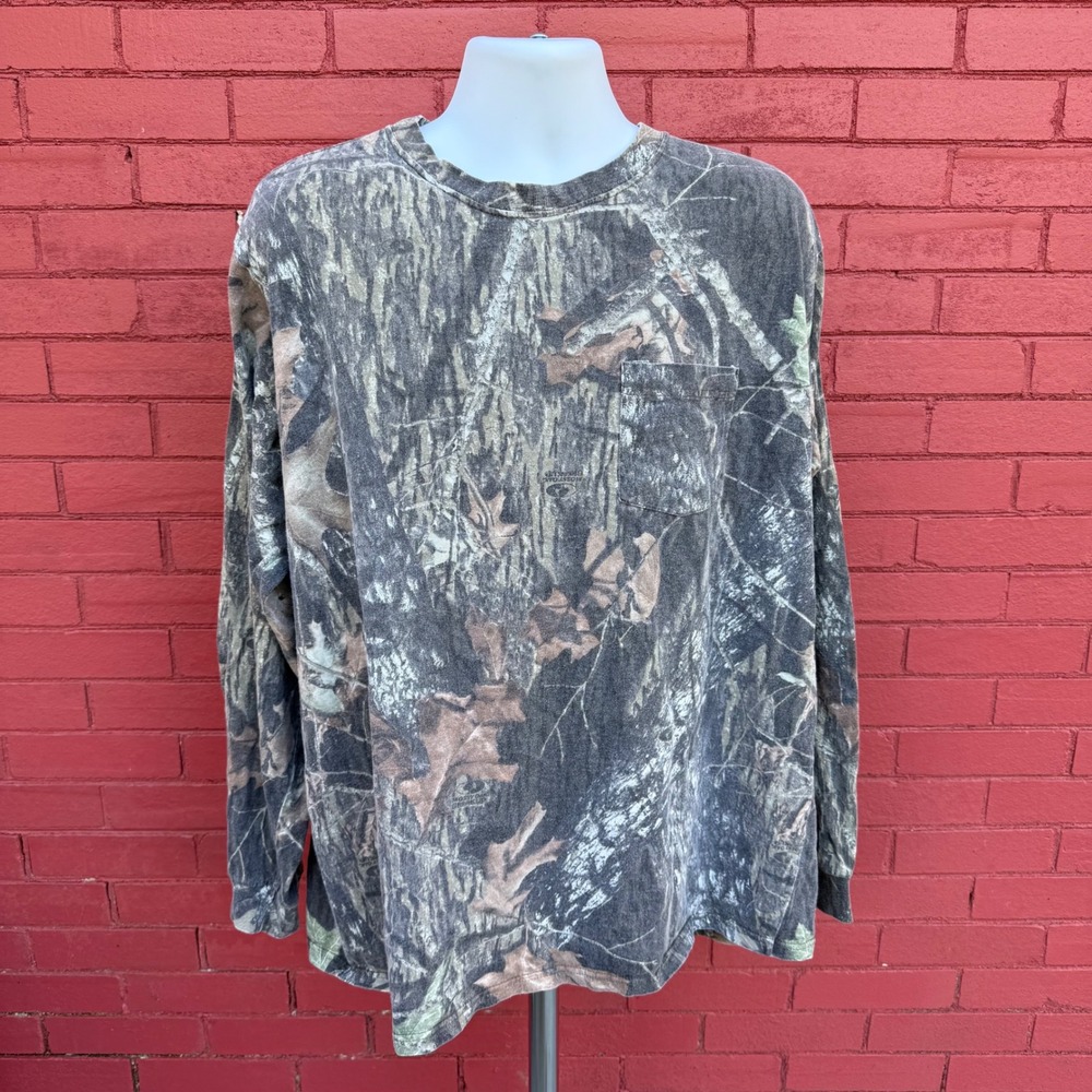 Jerzees Outdoors Camo Long‎ Sleeve Pocket T Shirt Men's Size XXL Mossy Oak